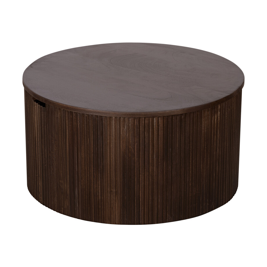 Lewis & Loft Salontafel Lonne - FSC® mangohout - Met opbergruimte - ⌀70 cm - Walnoot bruin afbeelding 1