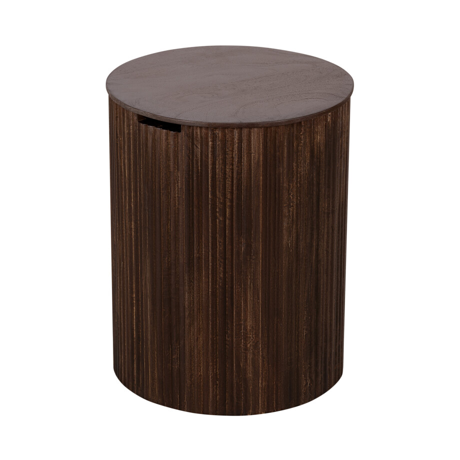Lewis & Loft Bijzettafel Lonne - FSC® mangohout - Met opbergruimte - ⌀40 cm - Walnoot bruin afbeelding 1