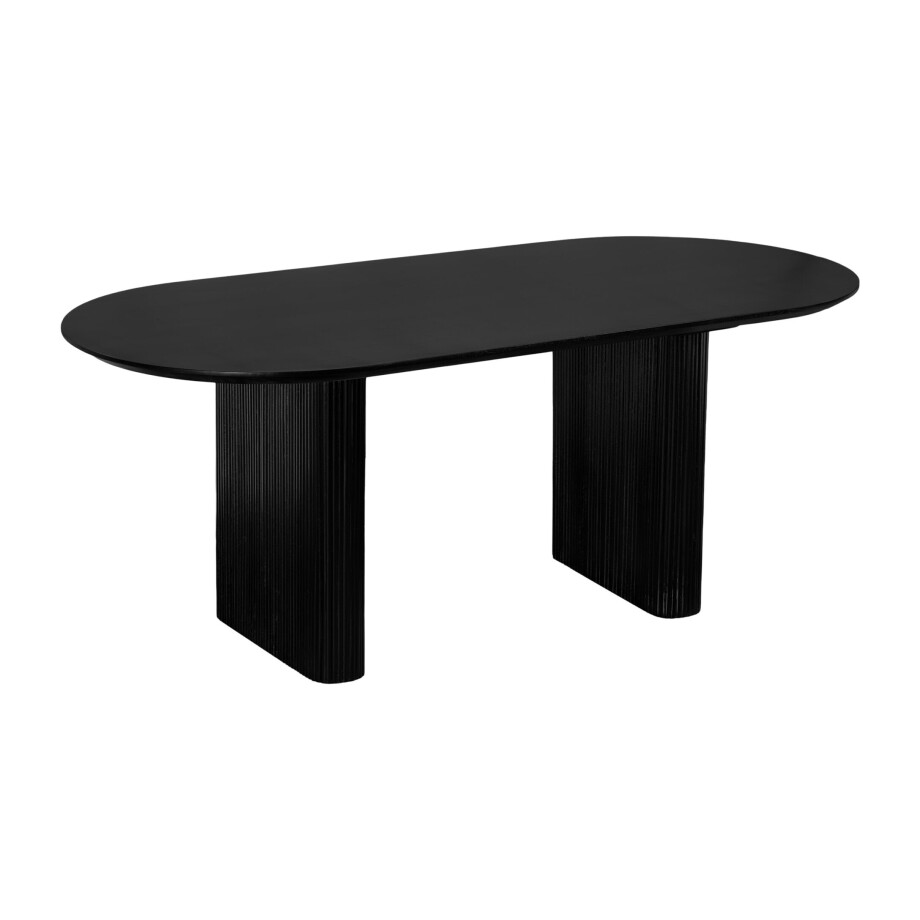 Lewis & Loft Eettafel Lynn - FSC®-gecertificeerd mangohout - Ovaal - 200x90 cm - Zwart afbeelding 1