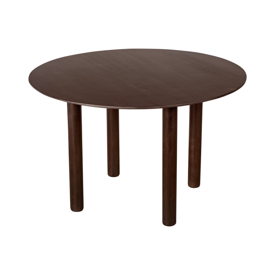 Lewis & Loft Eettafel Lian - Rond ⌀120 cm - FSC®-gecertificeerd mangohout - Walnoot bruin afbeelding 1