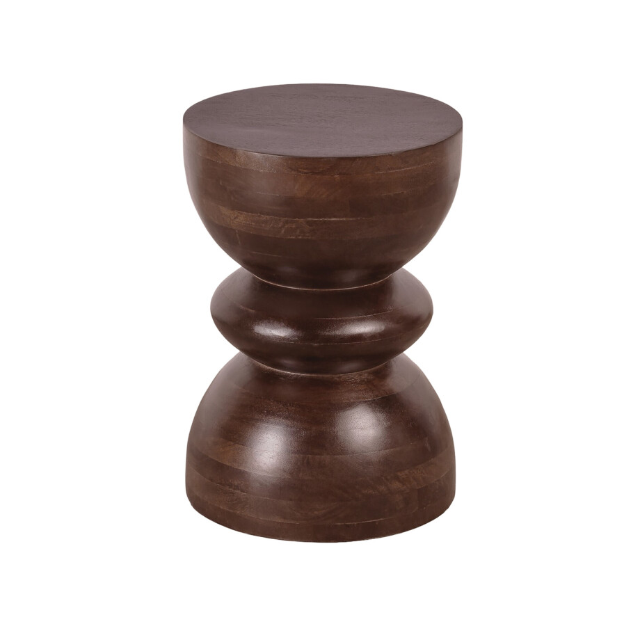 Lewis & Loft Bijzettafel Luis - Gestapeld - FSC® mangohout - Rond ⌀35 - Walnoot bruin afbeelding 1