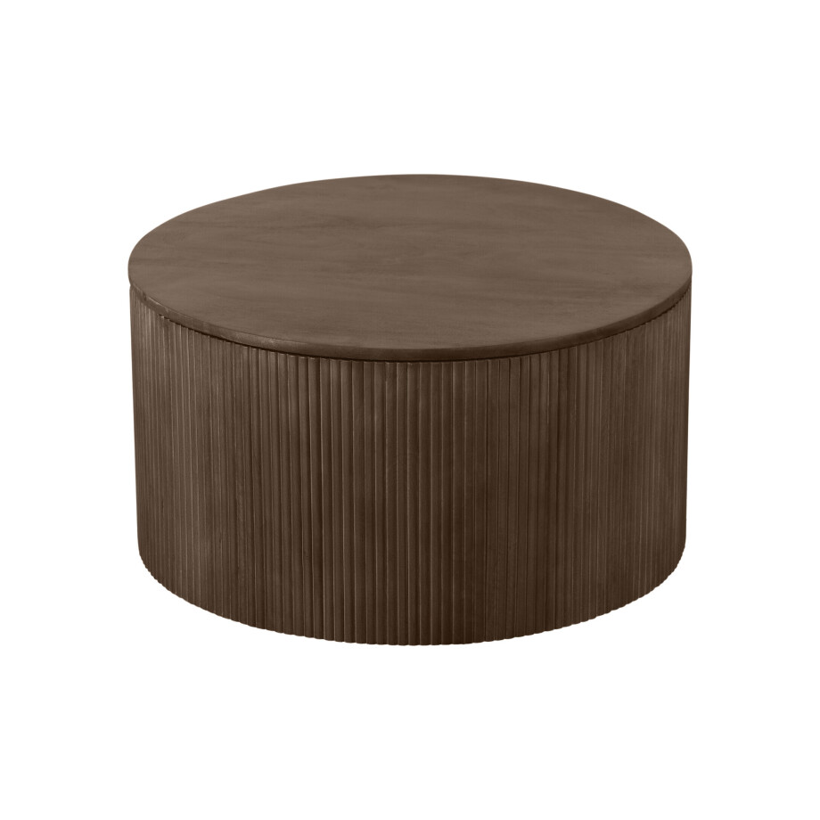 Lewis & Loft Salontafel Lonne - FSC® mangohout - Met opbergruimte - ⌀70 cm - Bruin afbeelding 1