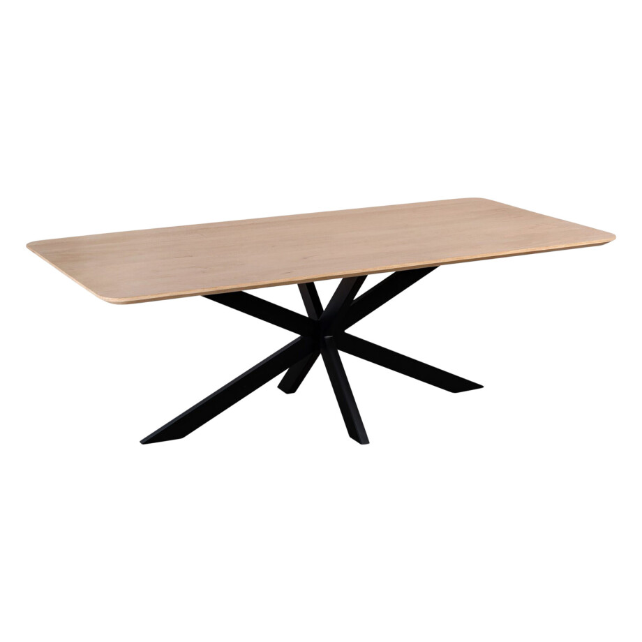 QUVIO Eettafel Sofia - Rechthoekig - Stalen kruispoot - FSC®-gecertificeerd mangohout - 220x110 cm - Naturel afbeelding 1