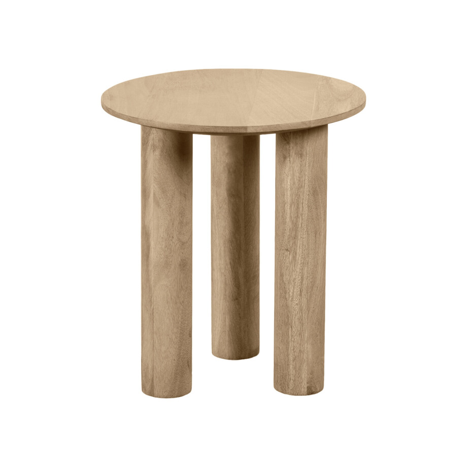 Lewis & Loft Bijzettafel Lian - FSC® Mangohout - Rond ⌀40 cm - Naturel afbeelding 1