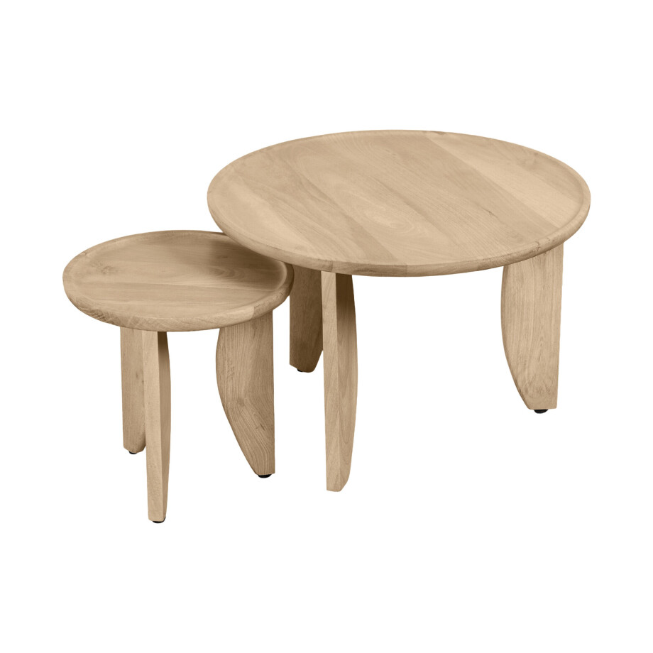 Lewis & Loft Salontafel Luuk - FSC® Mangohout - Rond - Naturel - Set van 2 afbeelding 1