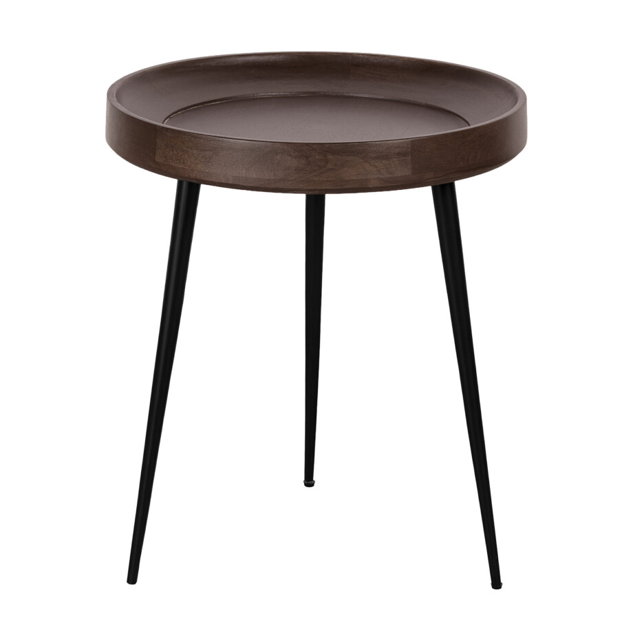 Lewis & Loft Bijzettafel Luus - FSC® Mangohout - Rond ø46 cm - Walnoot bruin afbeelding 1