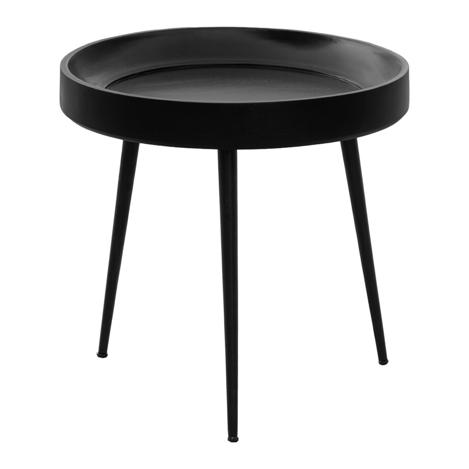 Lewis & Loft Bijzettafel Luus - FSC® Mangohout - Rond ø40 cm - Zwart afbeelding 1