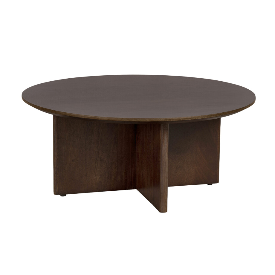 Lewis & Loft Salontafel Lupe - FSC®-gecertificeerd mangohout - Rond ø80 cm - Walnoot bruin afbeelding 1
