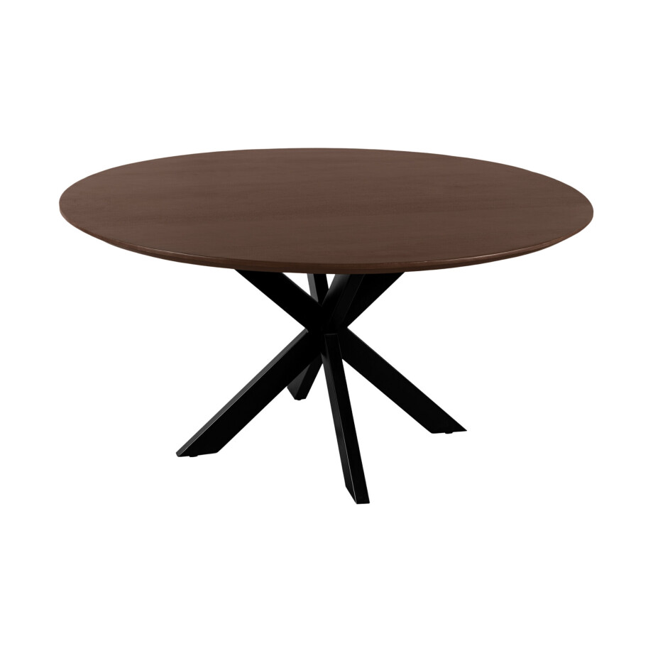 QUVIO Eettafel Sofia - ø150 cm - Stalen kruispoot - FSC®-gecertificeerd mangohout - Bruin afbeelding 1