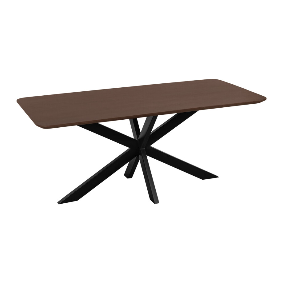 QUVIO Eettafel Sofia - Rechthoekig - Stalen kruispoot - FSC®-gecertificeerd mangohout - 220x110 cm - Bruin afbeelding 1