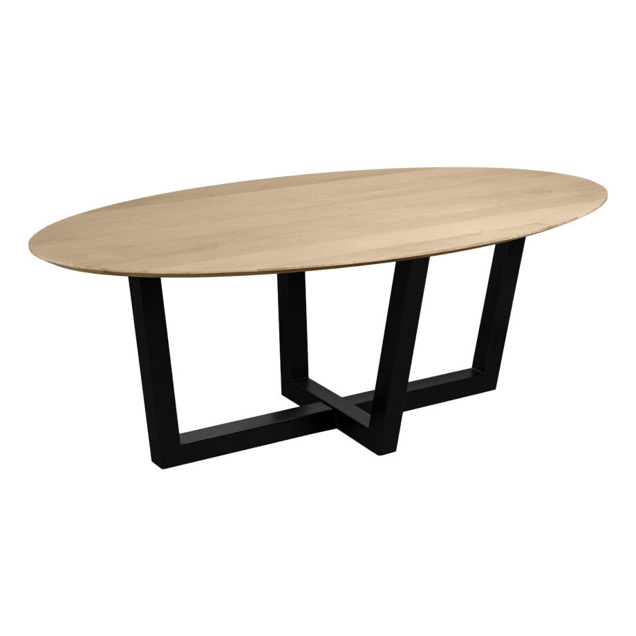 QUVIO Eettafel Sofia - Ovaal - 180x90 cm - W-poot - FSC® gecertificeerd mangohout - Naturel afbeelding 1