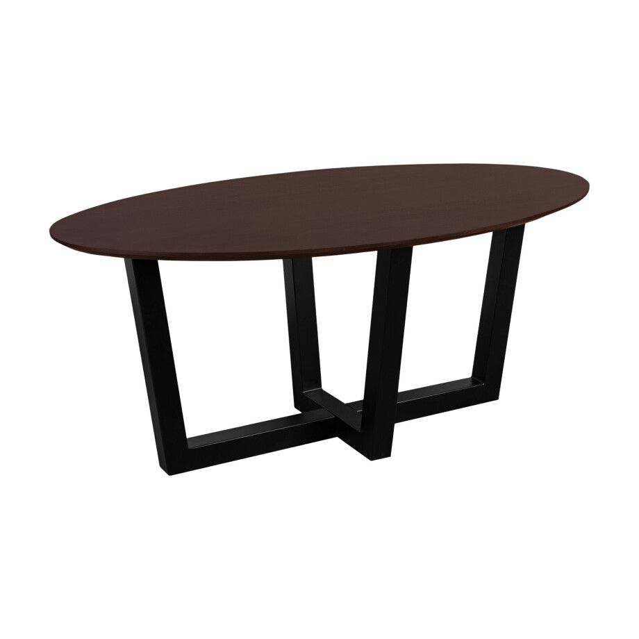 QUVIO Eettafel Sofia - Ovaal - 180x90 cm - W-poot - FSC® gecertificeerd mangohout - Walnoot bruin QUVIO Eettafel Sofia - Ovaal - 180x90 cm - W-poot - FSC® gecertificeerd mangohout - Walnoot bruin afbeelding 1