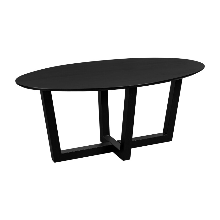 QUVIO Eettafel Sofia - Ovaal - 220x100 cm - W-poot - FSC® gecertificeerd mangohout - Zwart afbeelding 1