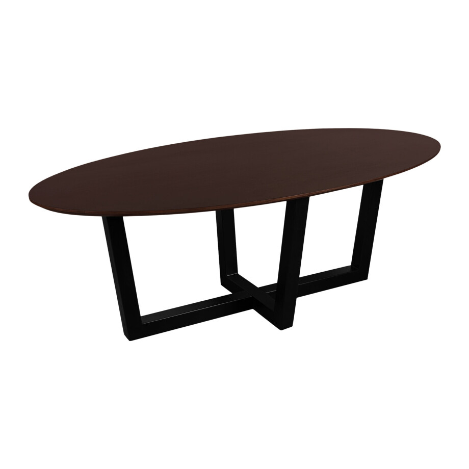 QUVIO Eettafel Sofia - Ovaal - 220x100 cm - W-poot - FSC® gecertificeerd mangohout - Walnoot bruin QUVIO Eettafel Sofia - Ovaal - 220x100 cm - W-poot - FSC® gecertificeerd mangohout - Walnoot bruin afbeelding 1