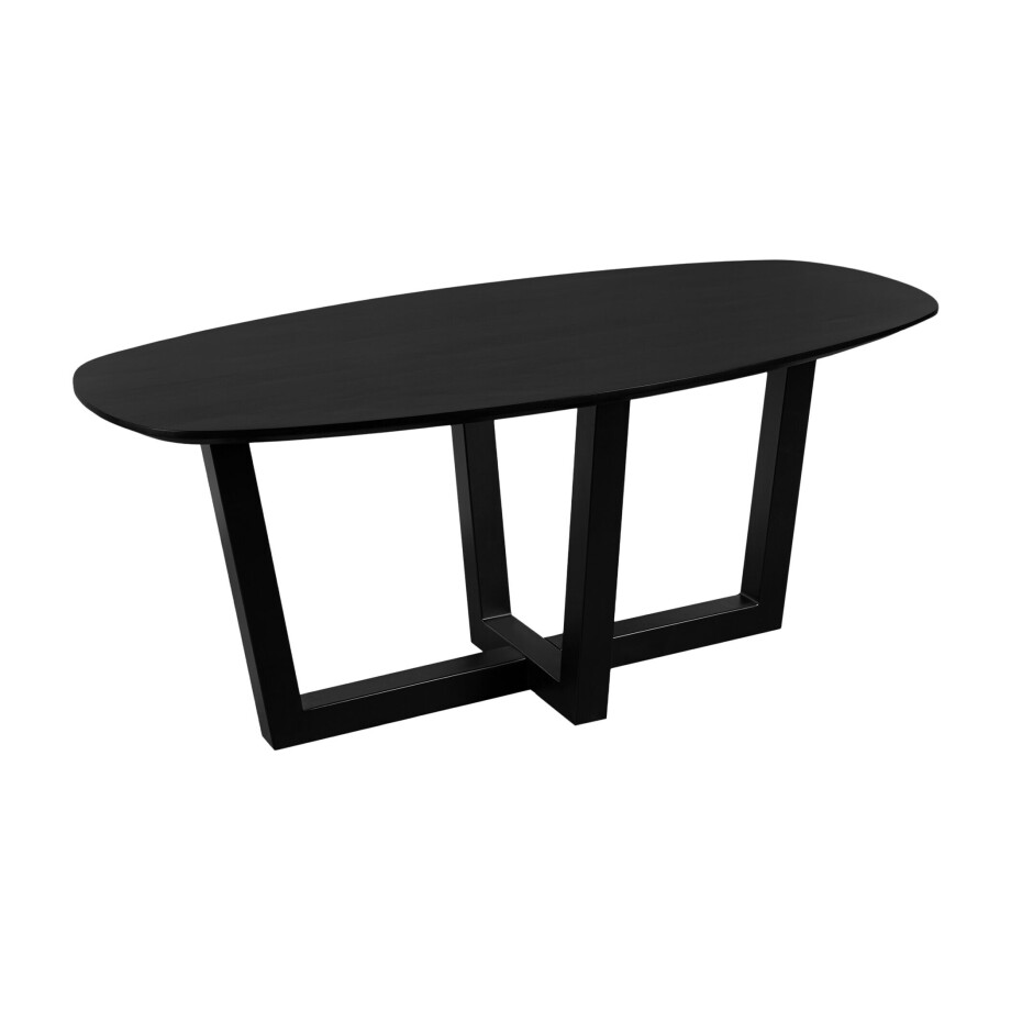 QUVIO Eettafel Sofia - Deens ovaal - 180x90 cm - W-poot - FSC® gecertificeerd mangohout - Zwart afbeelding 1