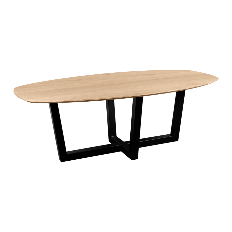 QUVIO Eettafel Sofia - Deens ovaal - 220x110 cm - W-poot - FSC® gecertificeerd mangohout - Naturel afbeelding 1