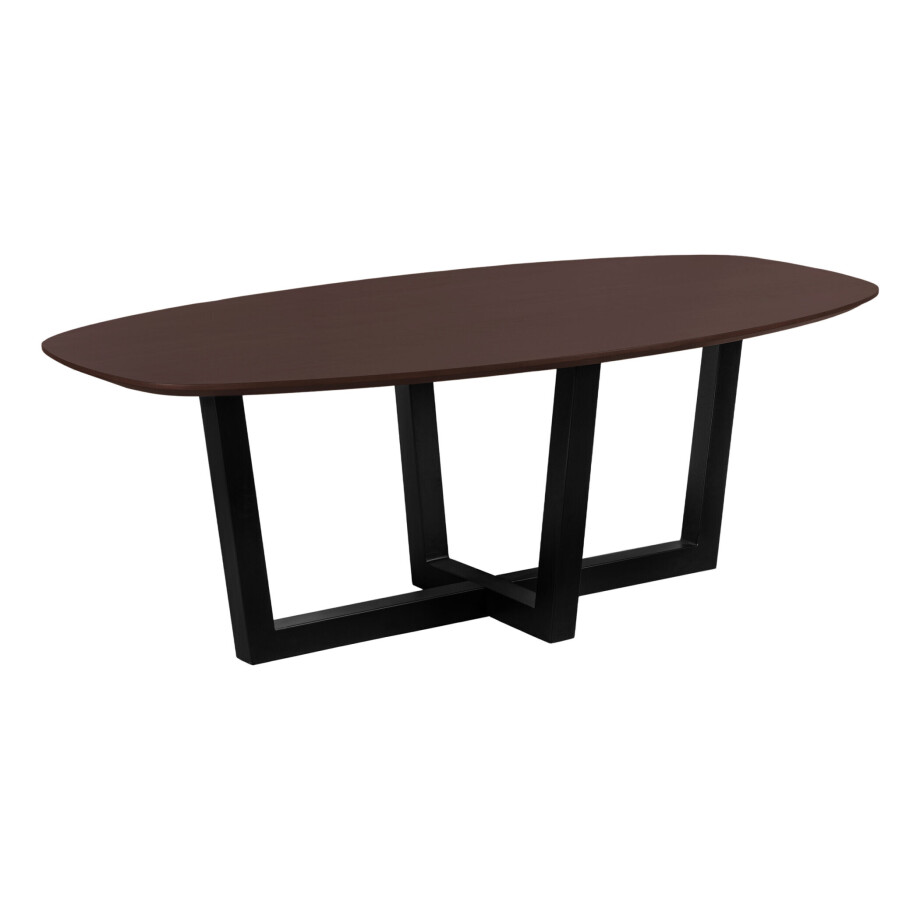 QUVIO Eettafel Sofia - Deens ovaal - 220x110 cm - W-poot - FSC® gecertificeerd mangohout - Walnoot bruin QUVIO Eettafel Sofia - Deens ovaal - 220x110 cm - W-poot - FSC® gecertificeerd mangohout - Walnoot bruin afbeelding 1