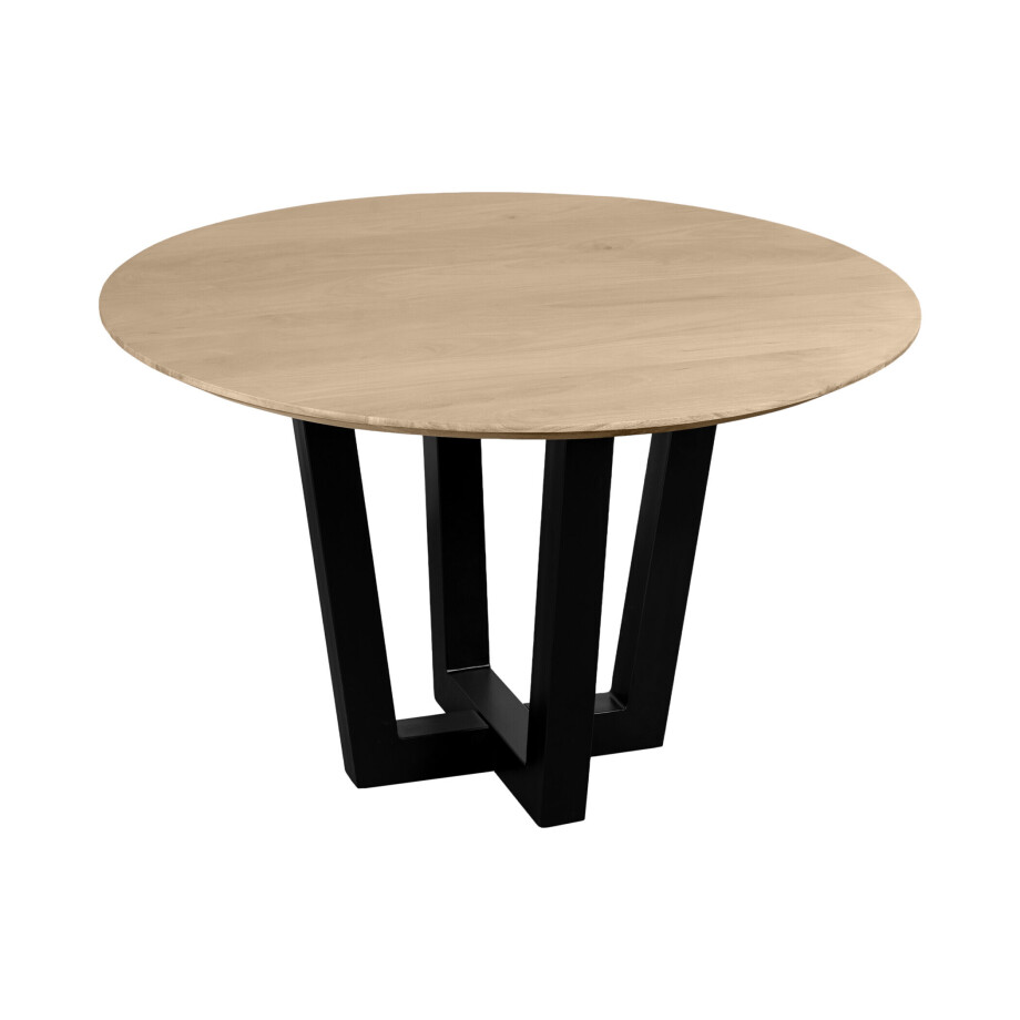 QUVIO Eettafel Sofia - Rond - ø120 cm - W-poot - FSC® gecertificeerd mangohout - Naturel afbeelding 1