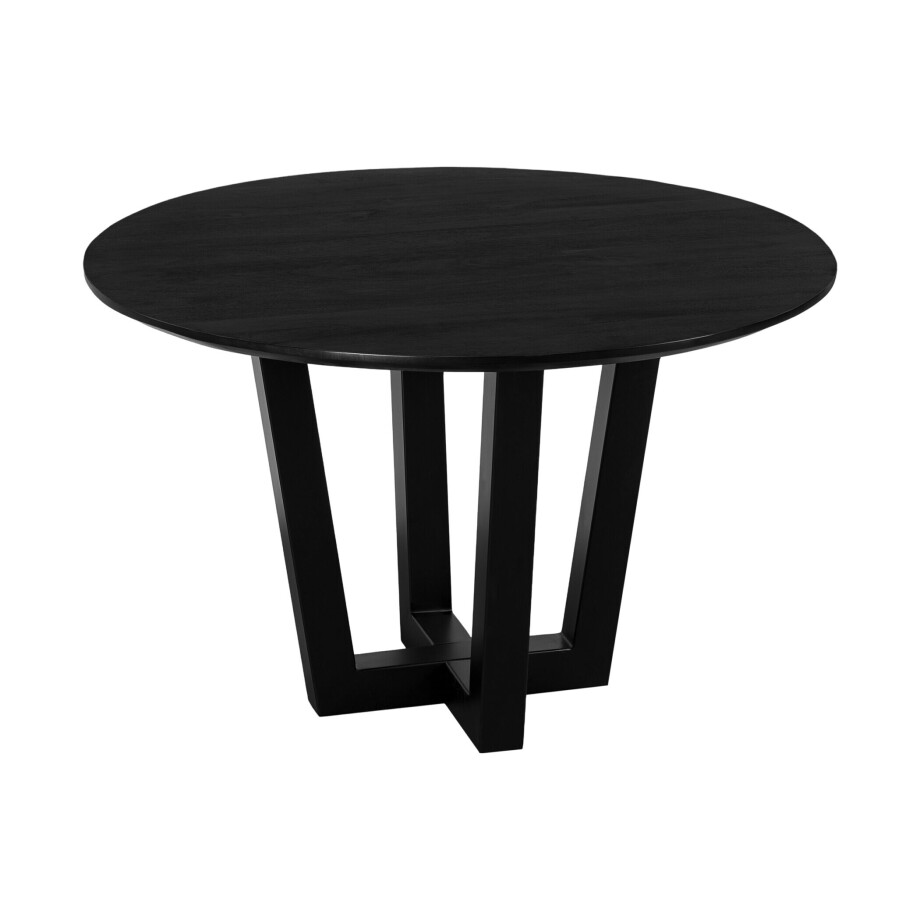 QUVIO Eettafel Sofia - Rond - ø120 cm - W-poot - FSC® gecertificeerd mangohout - Zwart QUVIO Eettafel Sofia - Rond - ø120 cm - W-poot - FSC® gecertificeerd mangohout - Zwart afbeelding 1