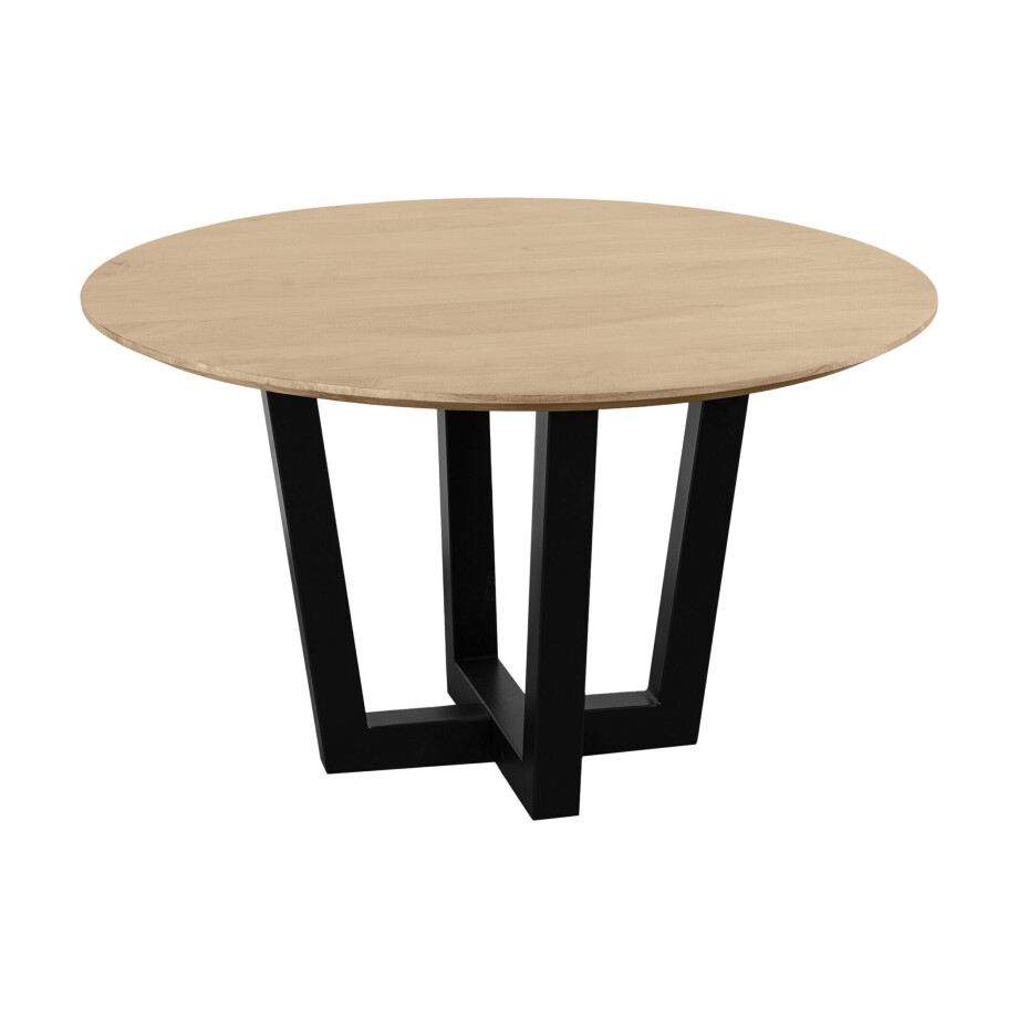 QUVIO Eettafel Sofia - Rond - ø130 cm - W-poot - FSC® gecertificeerd mangohout - Naturel QUVIO Eettafel Sofia - Rond - ø130 cm - W-poot - FSC® gecertificeerd mangohout - Naturel afbeelding 1