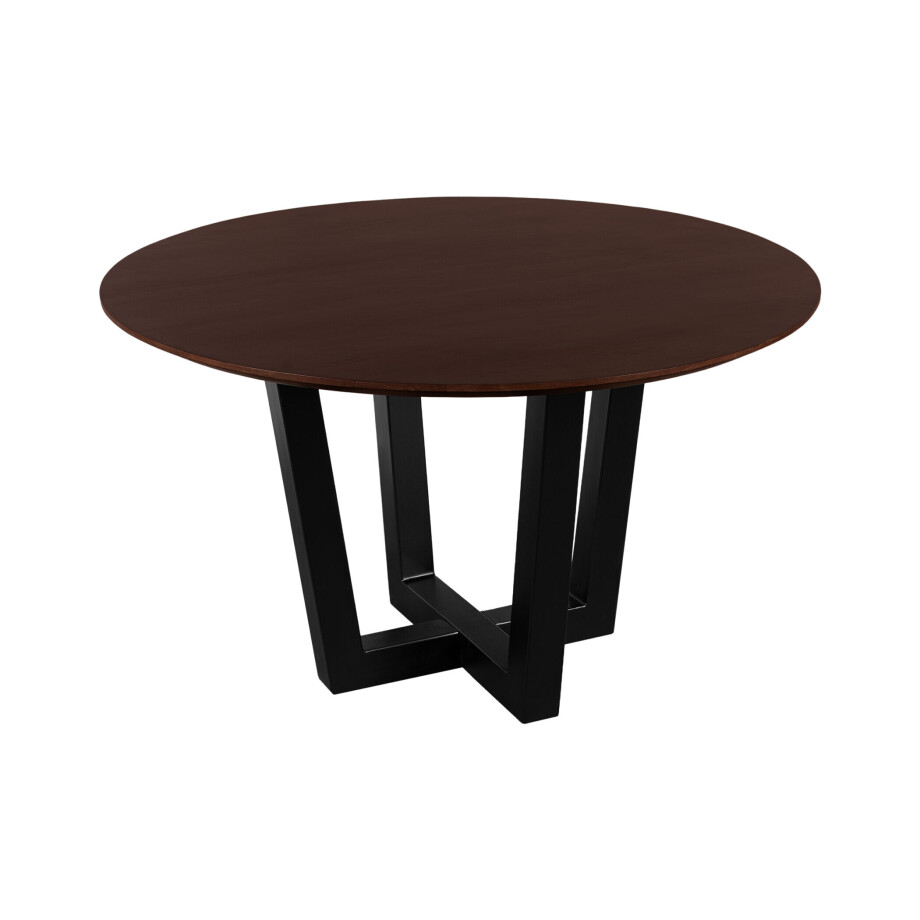 QUVIO Eettafel Sofia - Rond - ø130 cm - W-poot - FSC® gecertificeerd mangohout - Walnoot bruin QUVIO Eettafel Sofia - Rond - ø130 cm - W-poot - FSC® gecertificeerd mangohout - Walnoot bruin afbeelding 1