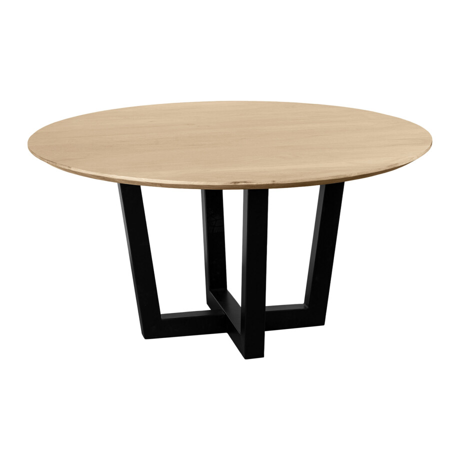 QUVIO Eettafel Sofia - Rond - ø150 cm - W-poot - FSC® gecertificeerd mangohout - Naturel QUVIO Eettafel Sofia - Rond - ø150 cm - W-poot - FSC® gecertificeerd mangohout - Naturel afbeelding 1