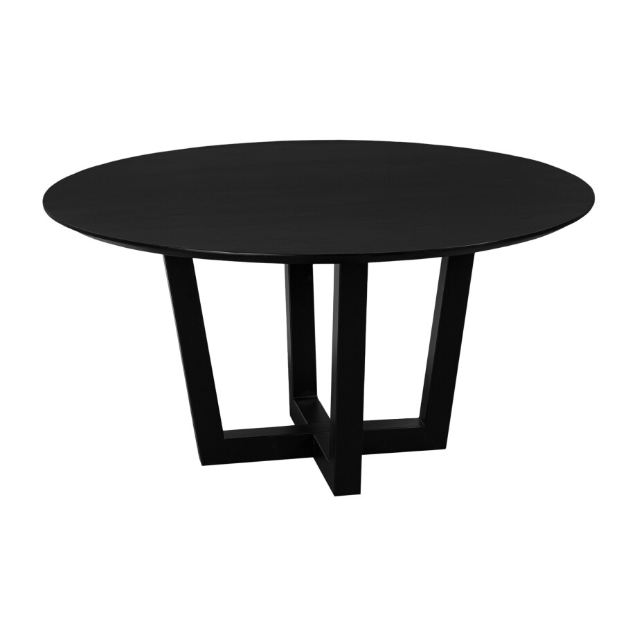QUVIO Eettafel Sofia - Rond - ø150 cm - W-poot - FSC® gecertificeerd mangohout - Zwart QUVIO Eettafel Sofia - Rond - ø150 cm - W-poot - FSC® gecertificeerd mangohout - Zwart afbeelding 1