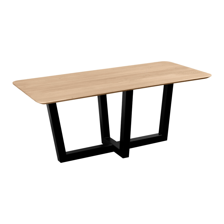 QUVIO Eettafel Sofia - Rechthoekig - W-Poot - FSC®-gecertificeerd mangohout - 180×90 cm - Naturel afbeelding 1
