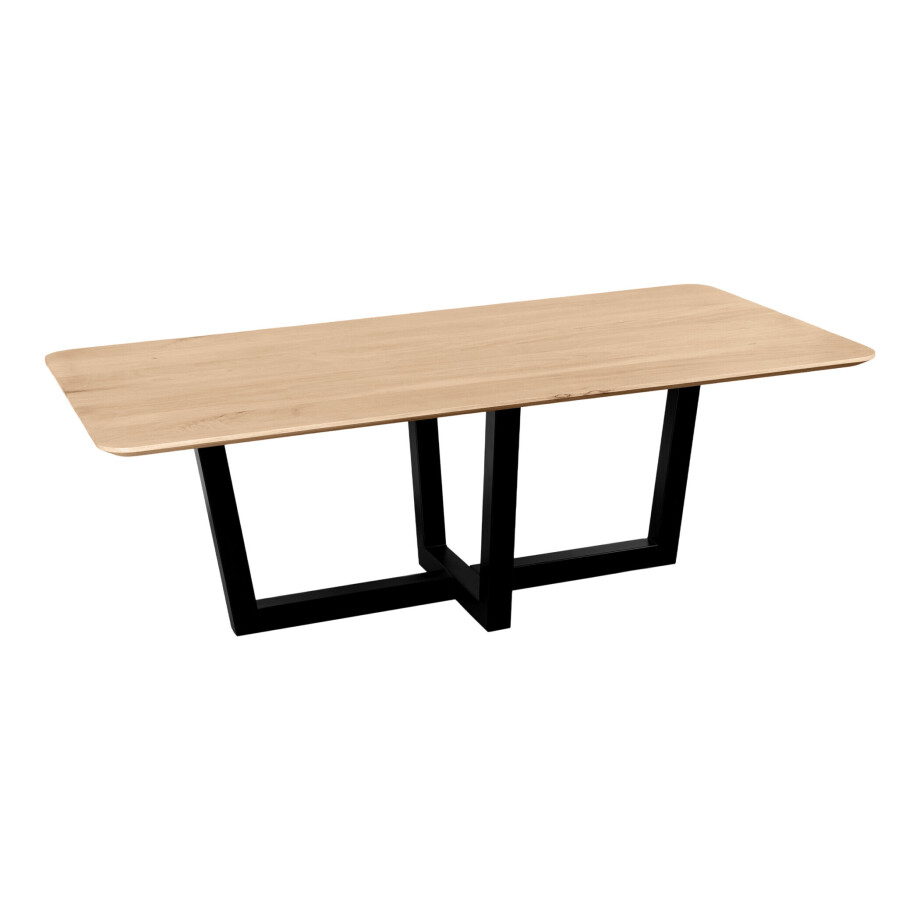 QUVIO Eettafel Sofia - Rechthoekig - W-Poot - FSC®-gecertificeerd mangohout - 220x110 cm - Naturel afbeelding 1