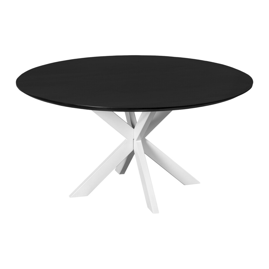 QUVIO Eettafel Sofia - Rond - ø150 cm - Witte kruispoot - FSC® gecertificeerd mangohout - Zwart QUVIO Eettafel Sofia - Rond - ø150 cm - Witte kruispoot - FSC® gecertificeerd mangohout - Zwart afbeelding 1