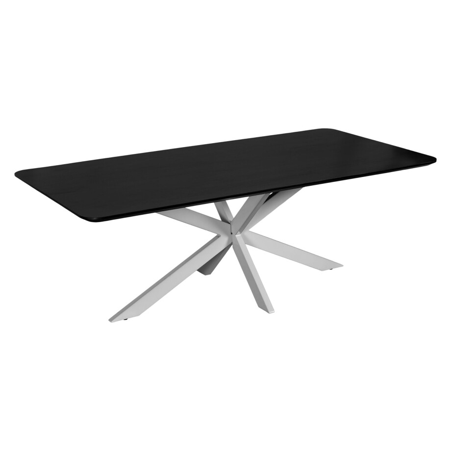 QUVIO Eettafel Sofia - Rechthoekig - Witte kruispoot - FSC®-gecertificeerd mangohout - 220x110 cm - Zwart QUVIO Eettafel Sofia - Rechthoekig - Witte kruispoot - FSC®-gecertificeerd mangohout - 220x110 cm - Zwart afbeelding 1