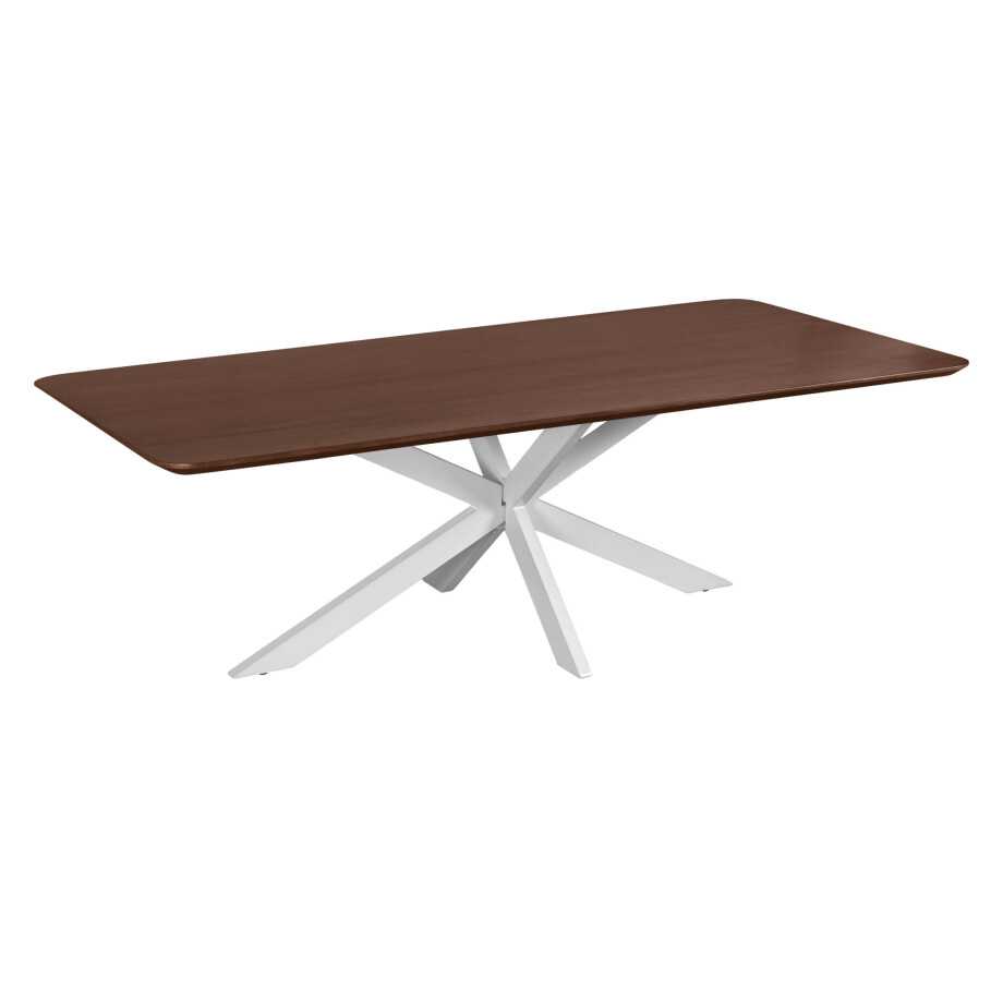 QUVIO Eettafel Sofia - Rechthoekig - Witte kruispoot - FSC®-gecertificeerd mangohout - 220x110 cm - Bruin QUVIO Eettafel Sofia - Rechthoekig - Witte kruispoot - FSC®-gecertificeerd mangohout - 220x110 cm - Bruin afbeelding 1