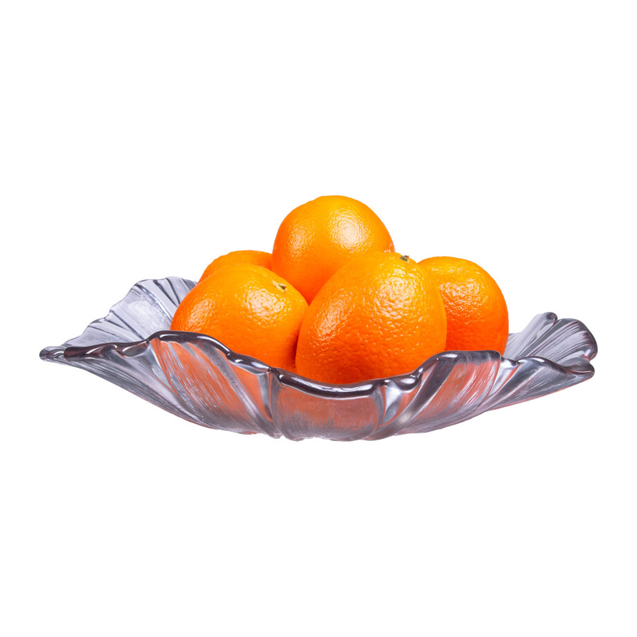 QUVIO Fruitschaal bloemvorm - Geplooid glas - Grijs afbeelding 1