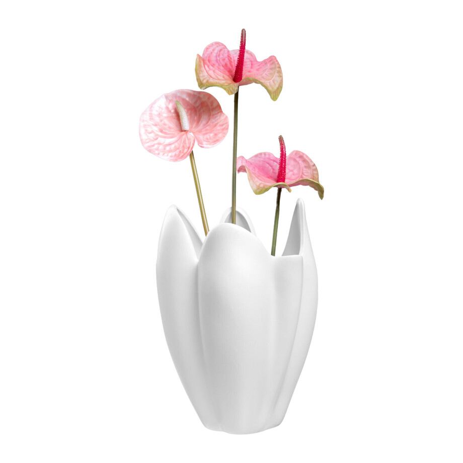 QUVIO Vaas geplooid design - Keramiek - Wit QUVIO Vaas geplooid design - Keramiek - Wit afbeelding 1