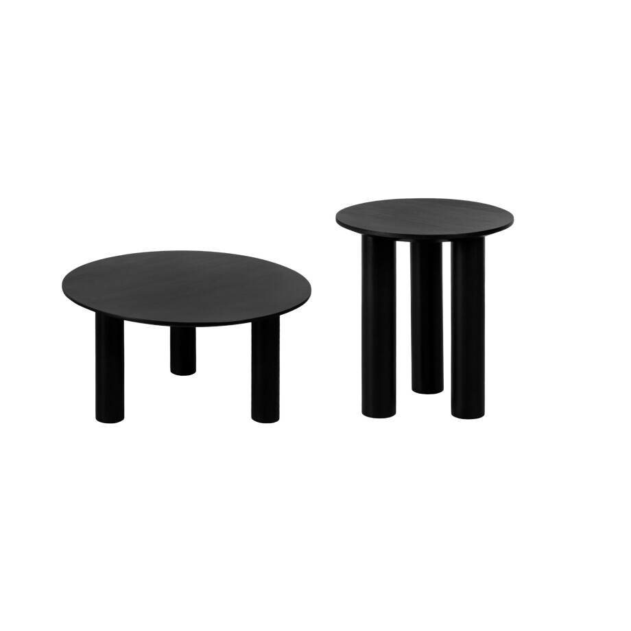 Lewis & Loft Salontafels Lian - Mangohout - Rond - Zwart - Klein en groot - Set van 2 afbeelding 1