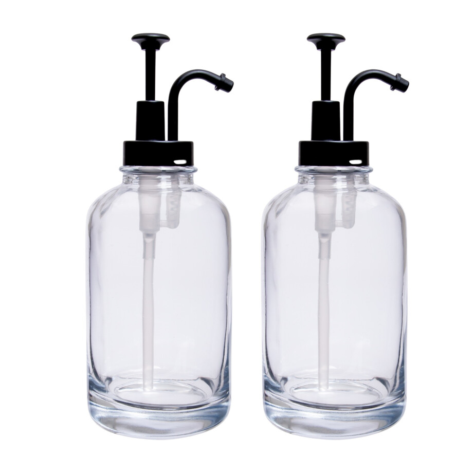 XIVADA Koffiesiroop dispenser - 500 ML - Glas - Zwart - Set van 2 afbeelding 1