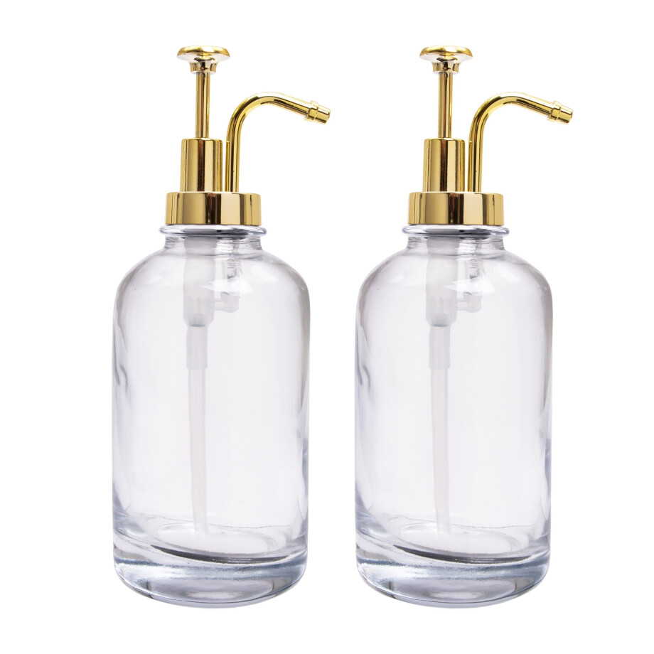 XIVADA Koffiesiroop dispenser - 500 ML - Glas - Goud - Set van 2 afbeelding 1