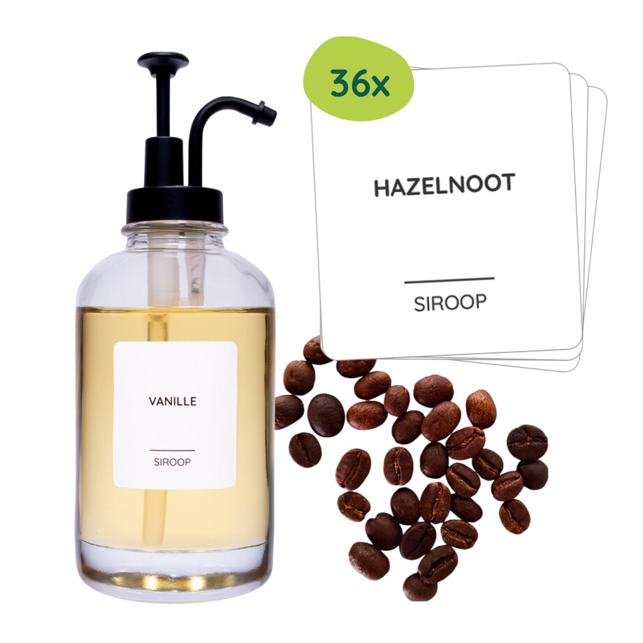 XIVADA Labelset voor siropen en koffie - Wit afbeelding 1