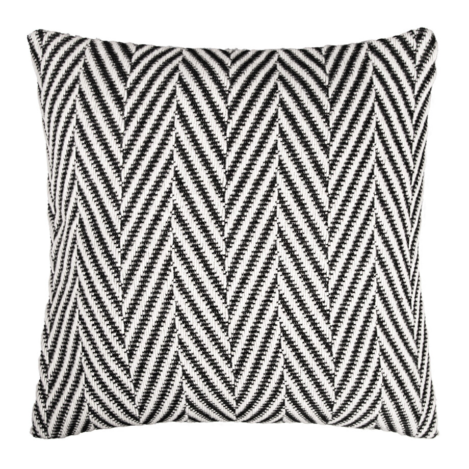 QUVIO Sierkussenhoes visgraat - Geweven - Wol - 45x45 cm - Wit - Zwart afbeelding 1