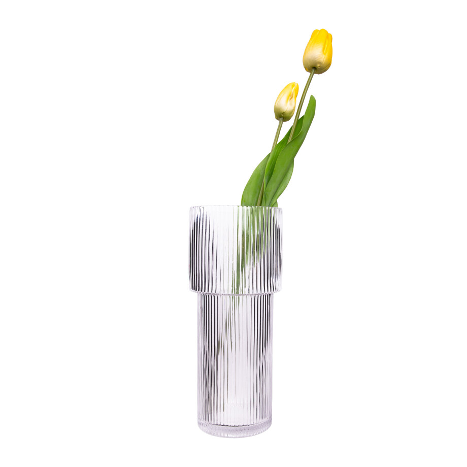 QUVIO Cilinder vaas - Smal - Glas - 24,5 cm - Transparant afbeelding 1