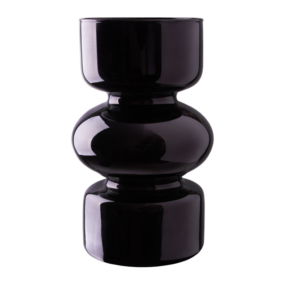 QUVIO Zandloper vaas - Glas - ø9x18 cm - Zwart afbeelding 1