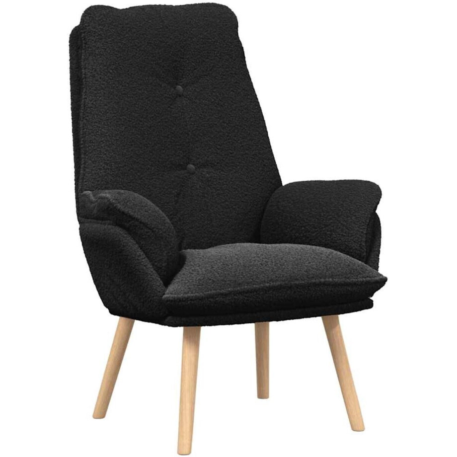 vidaXL - Fauteuil - Zwart - 69 - x - 74 - x - 93 - cm - Sherpa - Stof vidaXL - Fauteuil - Zwart - 69 - x - 74 - x - 93 - cm - Sherpa - Stof afbeelding 1