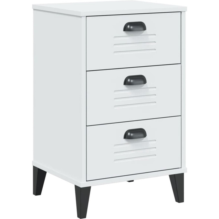 vidaXL - Nachtkastje - VIKEN - bewerkt - hout - wit afbeelding 1