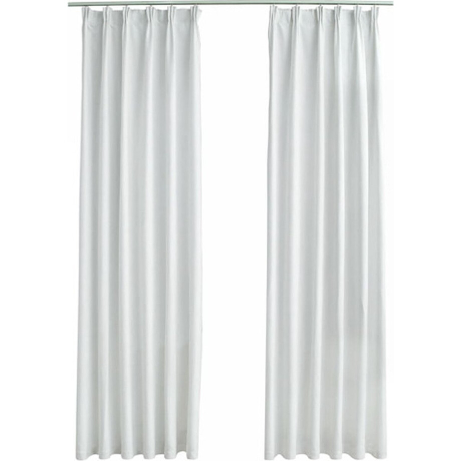 vidaXL - Gordijnen - verduisterend - met - haken - 2 - st - 140x245 - cm - gebroken - wit afbeelding 1