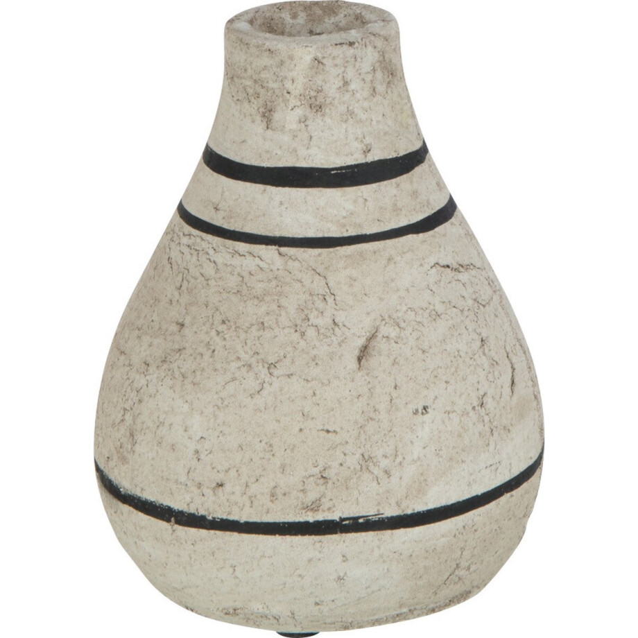 J-Line vaas Streep Terracotta - keramiek - beige/zwart - 2 stuks - 15 cm hoog J-Line vaas Streep Terracotta - keramiek - beige/zwart - 2 stuks - 15 cm hoog afbeelding 1