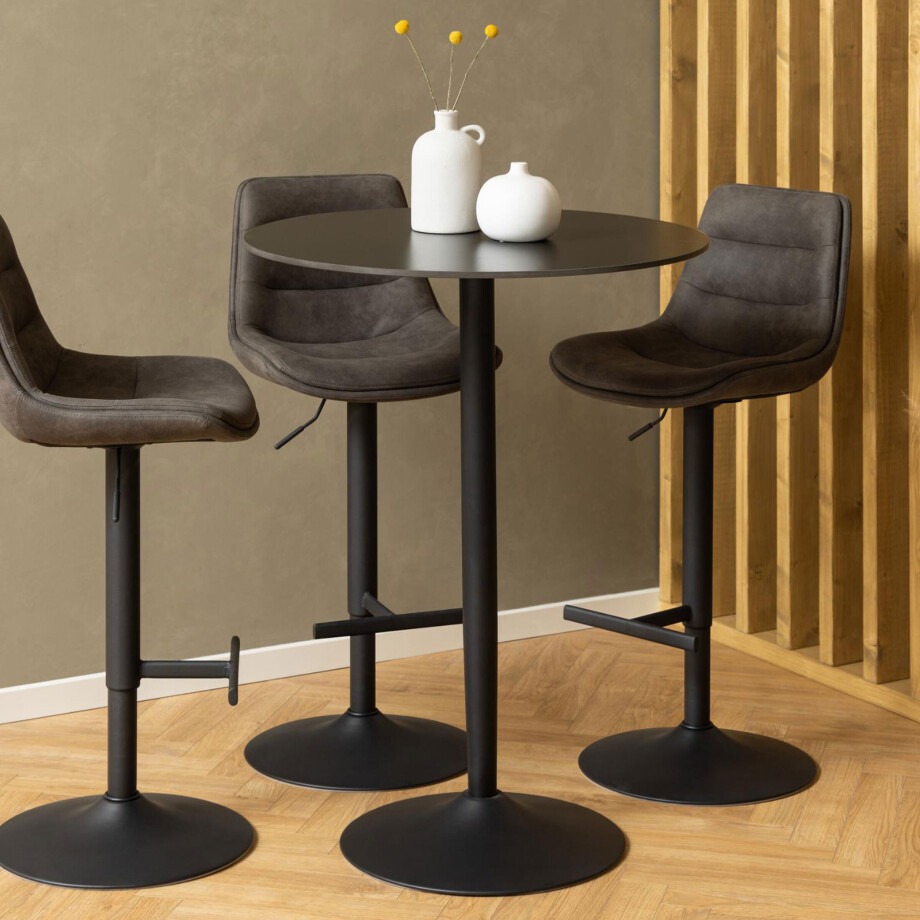 Bendt Ronde Bartafel / Statafel 'Tempest' Keramiek 80cm, Kleur Zwart Bendt Ronde Bartafel / Statafel 'Tempest' Keramiek 80cm, Kleur Zwart afbeelding 1