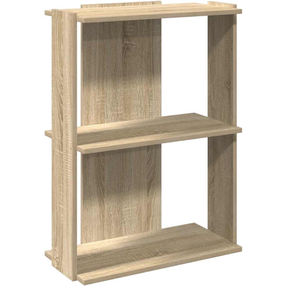 vidaXL - Boekenkast - 3-laags - 60x30x80 - cm - bewerkt - hout - sonoma - eikenkleurig afbeelding 1