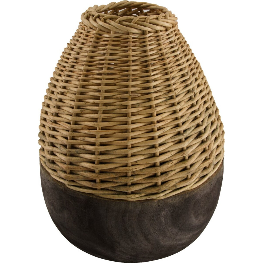 DKNC - Vaas Dallas - Paulownia hout - 29x29x38cm - Bruin afbeelding 1