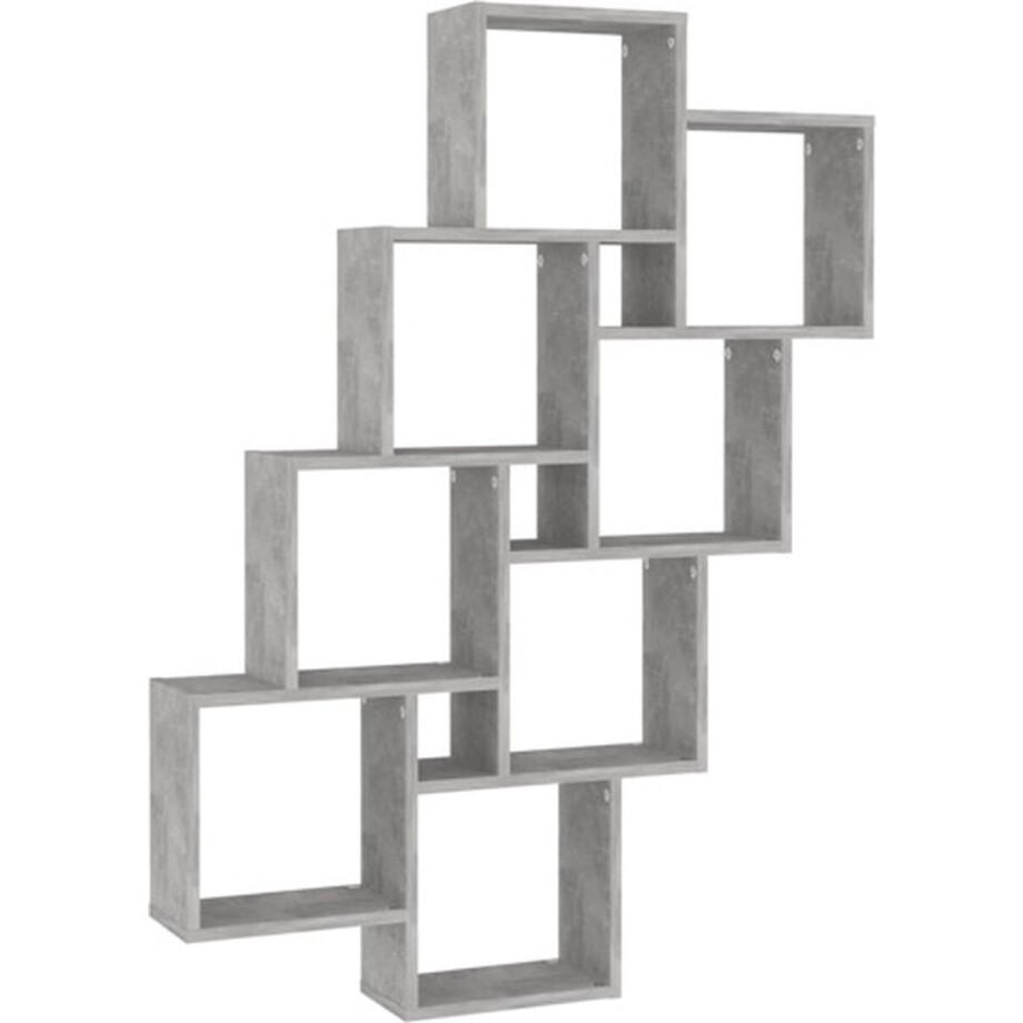vidaXL - Wandschap - kubus - 90x15x119 - cm - bewerkt - hout - betongrijs afbeelding 1