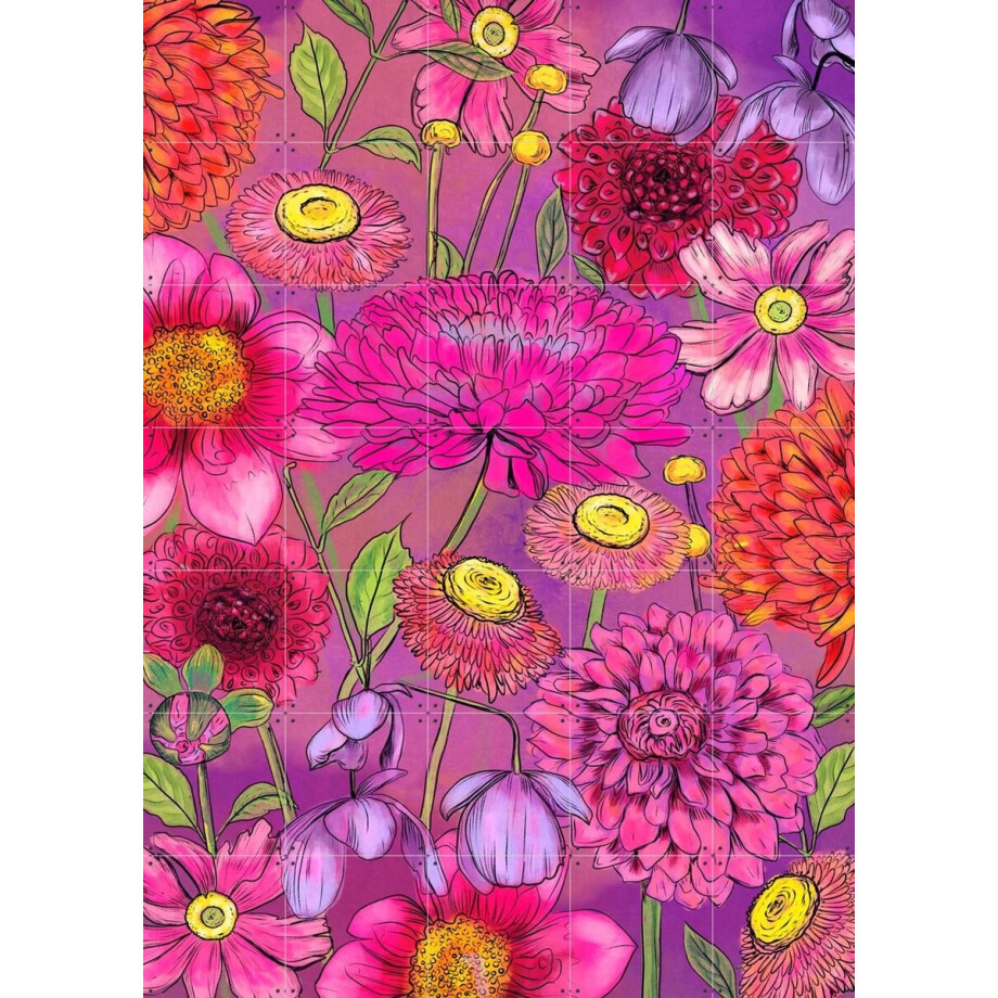 IXXI Sea of Flowers, Raissa Oltmanns - 100 x 140 cm - Gratis ophangtool - Grote wanddecoratie en posters - Illustraties, Digitale Kunst, Slaapkamer afbeelding 1